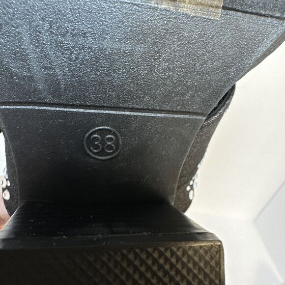 CAPE ROBBIN Women's Black Viv Rhinestone Denim Buckle Pointed-Toe Heels SZ 8 - Picture 8 of 16